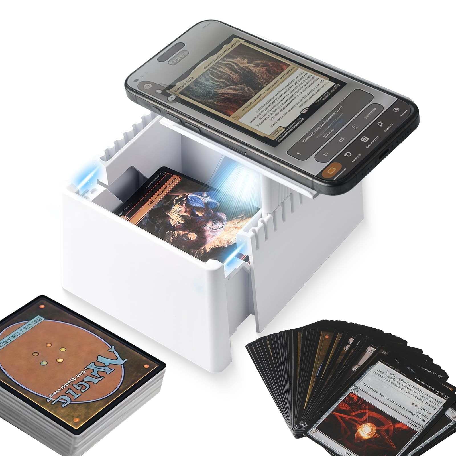 Card Scanner Stand LED Light Hands-Free for TCG MTG & Sports Cards Gift Box