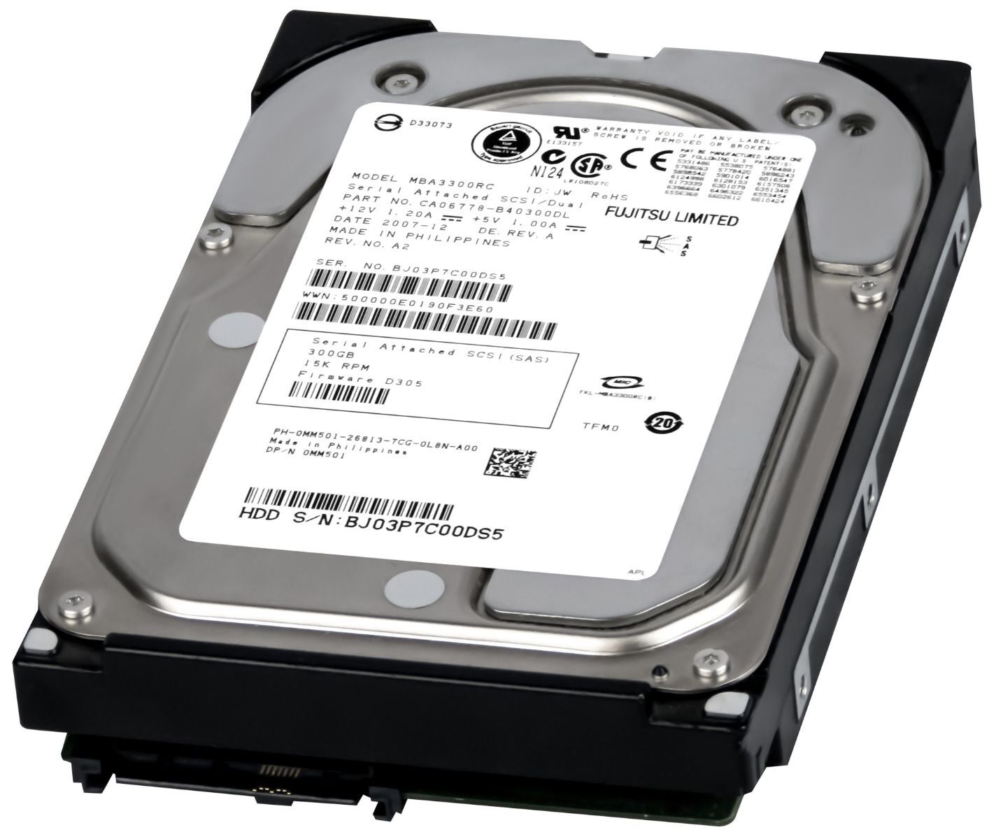 HARD DRIVE DELL 0MM501 MBA3300RC 300GB 15K 16MB SAS 3.5''