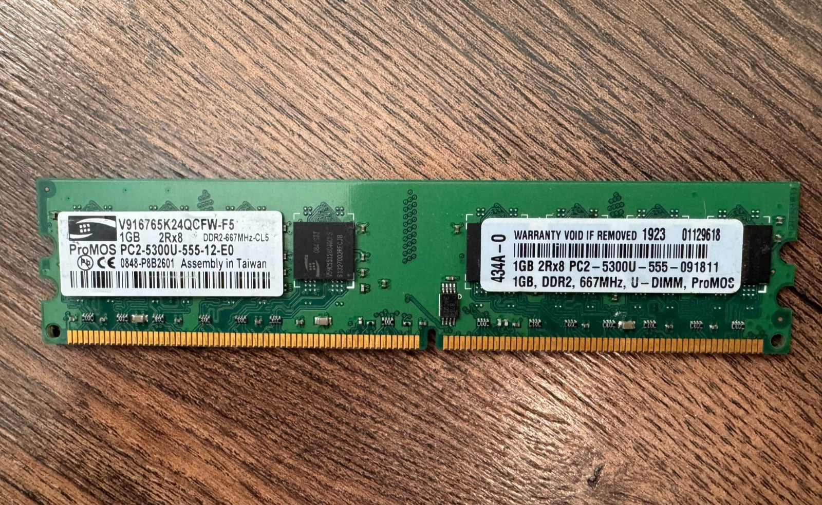 ProMOS 1GB DDR2 RAM PC2-5300U 667MHz Desktop Memory V916765K24QCFW-F5