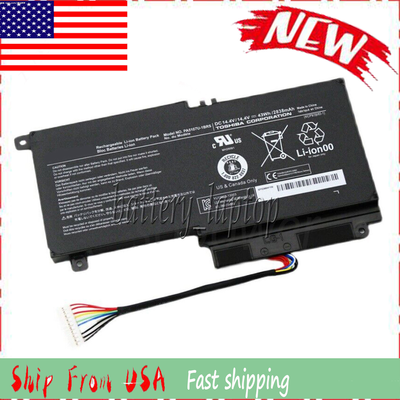 Battery for Toshiba Satellite S55-A5176 S55-A5188 S55-A5197 S55-A5236 Laptop