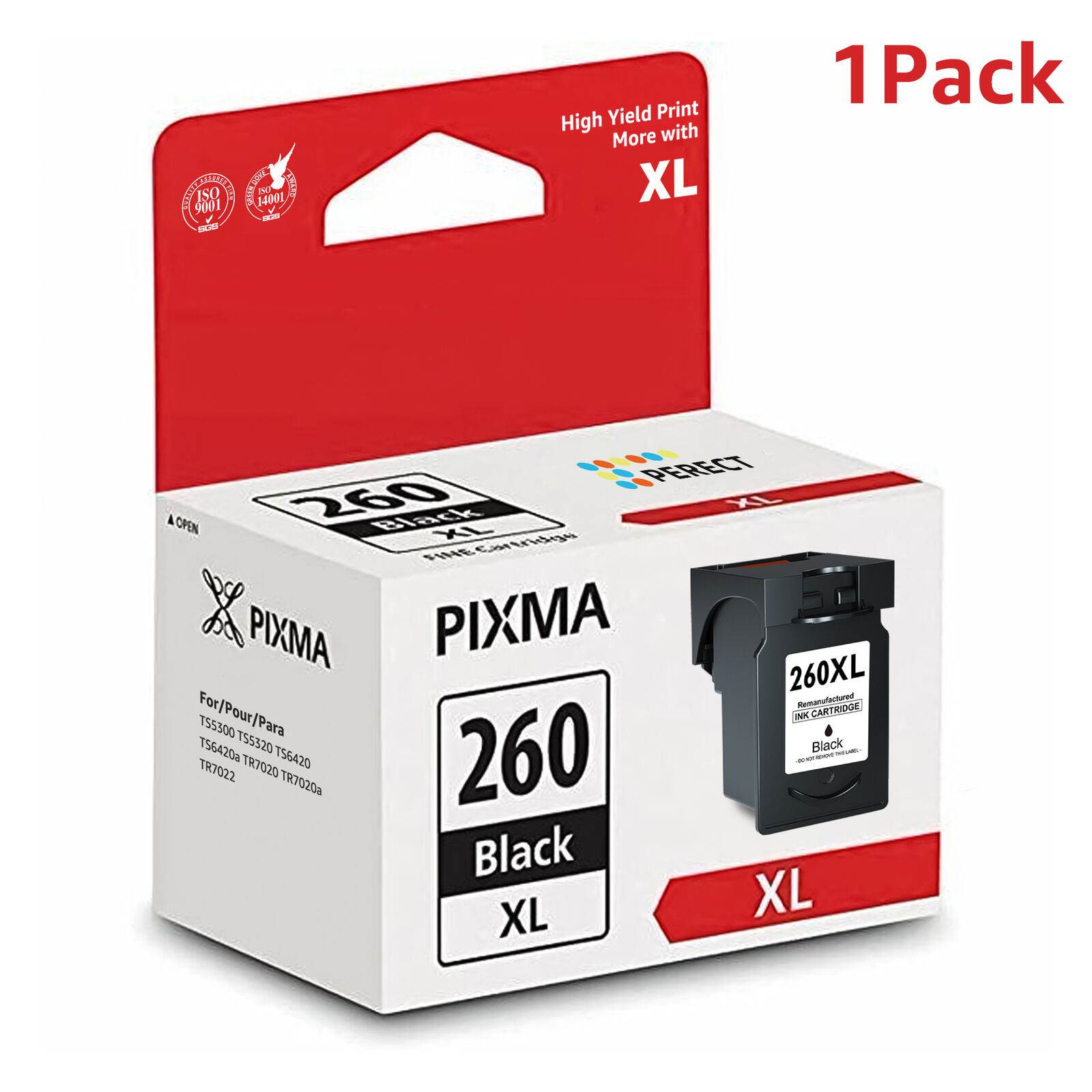 1x PG-260XL Black Ink Cartridge For Canon PIXMA TS5320 TS6420 TS6420a Printer
