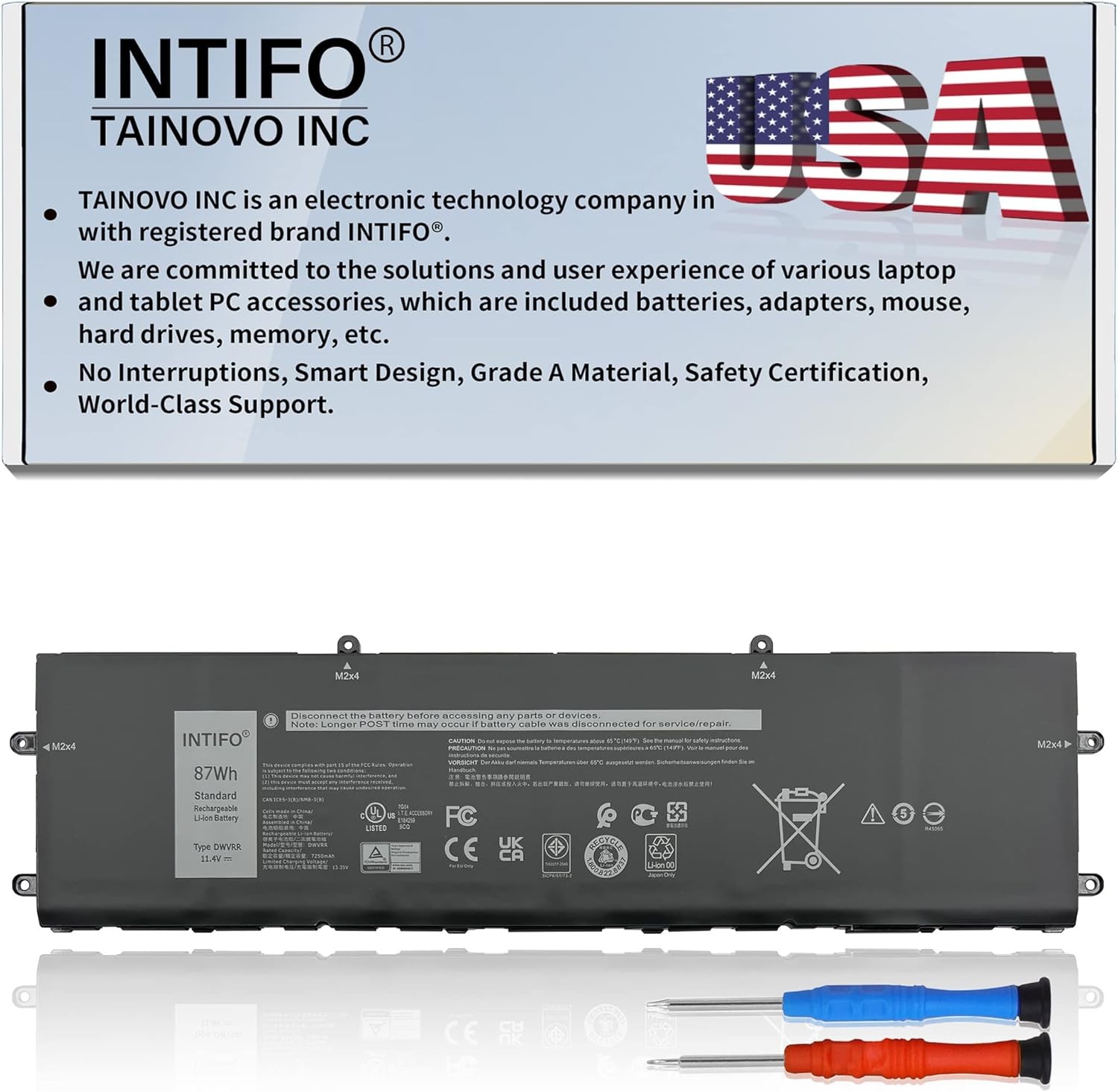 87Wh DWVRR Laptop Battery Compatible with Dell Alienware X15 R1 R2 Alienware