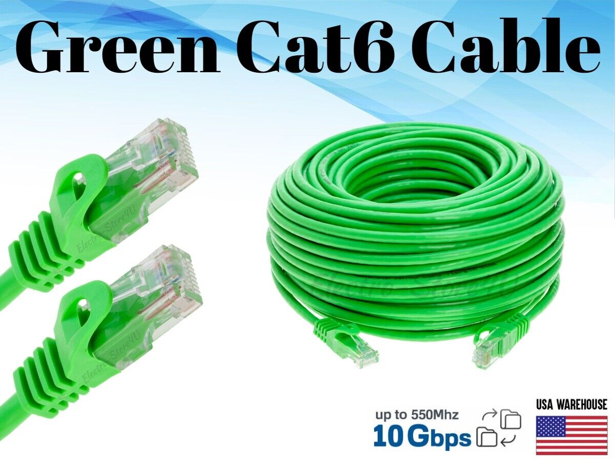 Cat6 Ethernet Patch Green Cable 3 5 10 20 50 100 200 LAN Router Network PS3 Lot