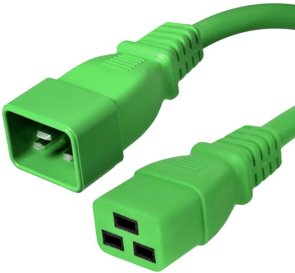 5 PACK LOT 10ft IEC C20 - C19 Green Power Cord 12AWG 20A/2500W 100-250V 3M