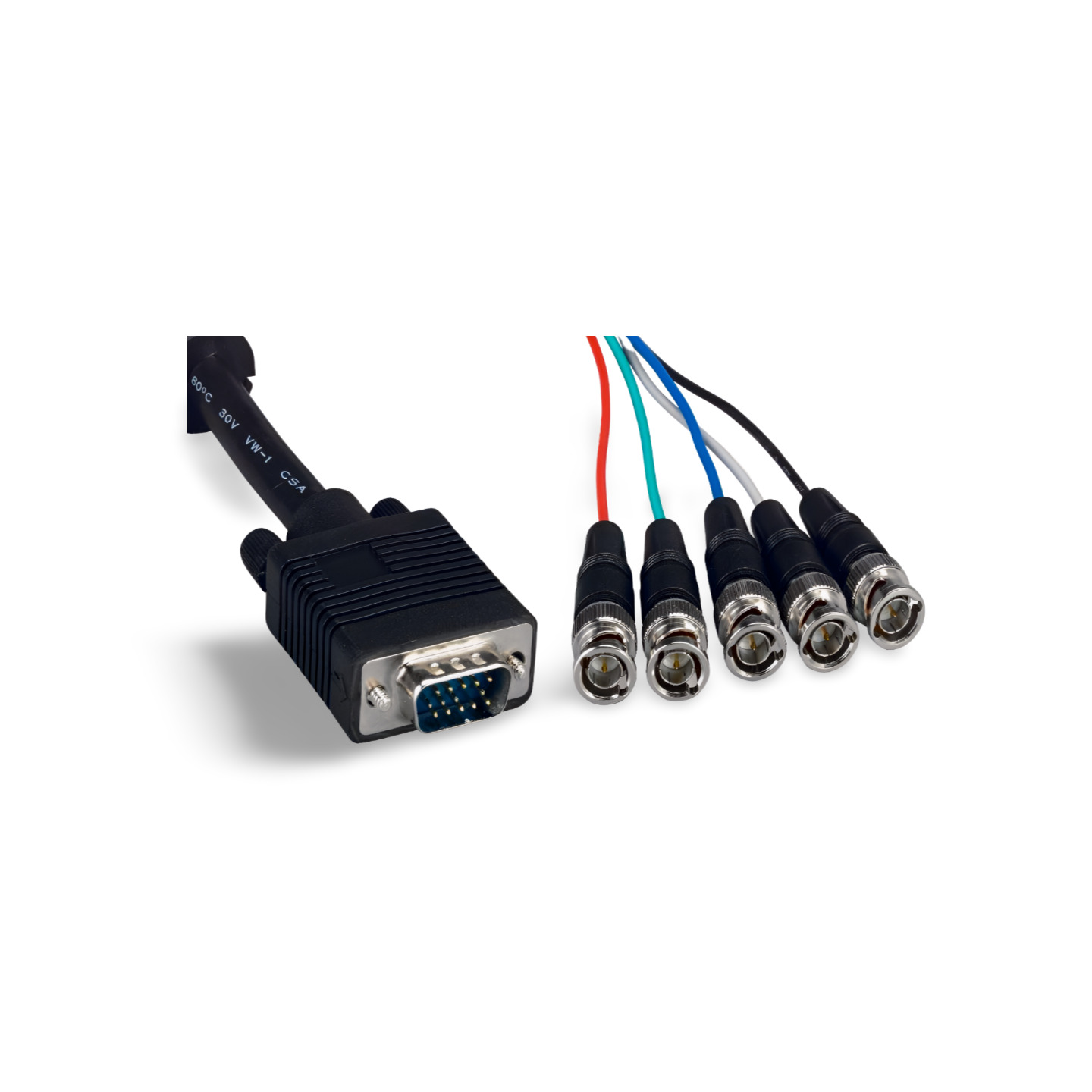 50ft 5 BNC Male to SUPER VGA HD15 Male Cable - Black