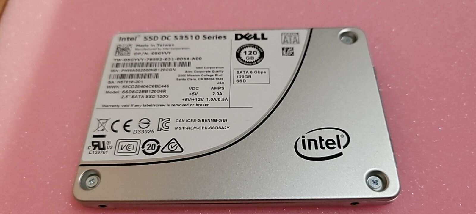Dell 5GYVY / Intel DC S3510 120GB SSD 2.5