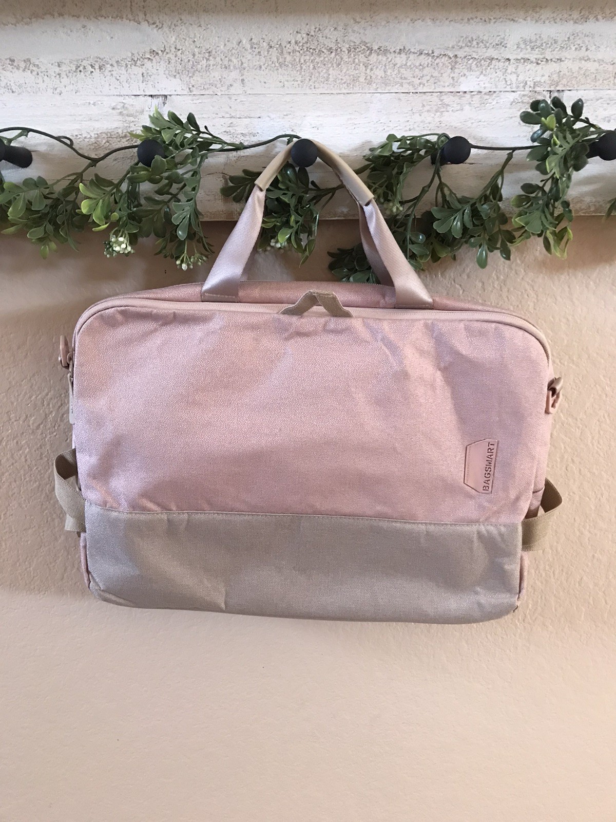 BAGSMART  Pink Laptop Bag 12x17” Work Travel Briefcase Messenger Organizer