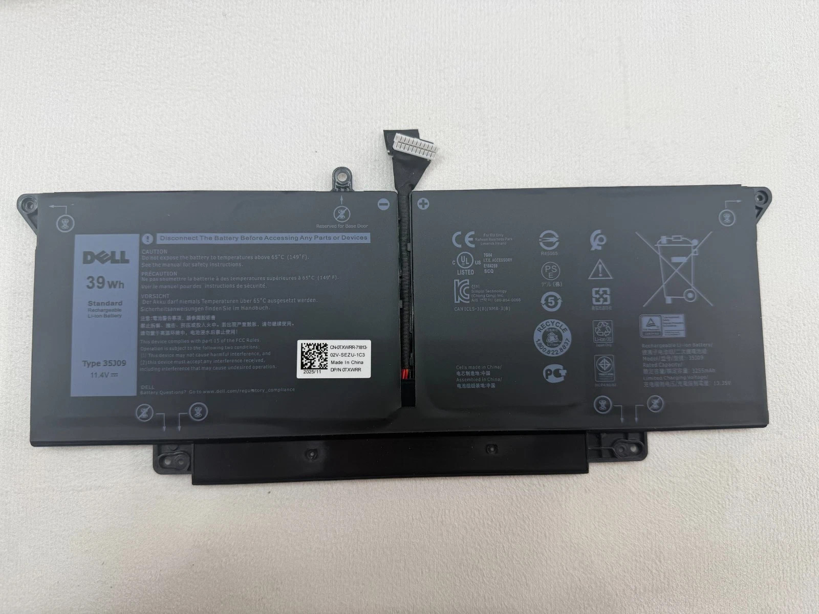 Genuine OEM 35J09 Laptop Battery For Dell Latitude 7310 7410 YJ9RP 7YX5V 39Wh