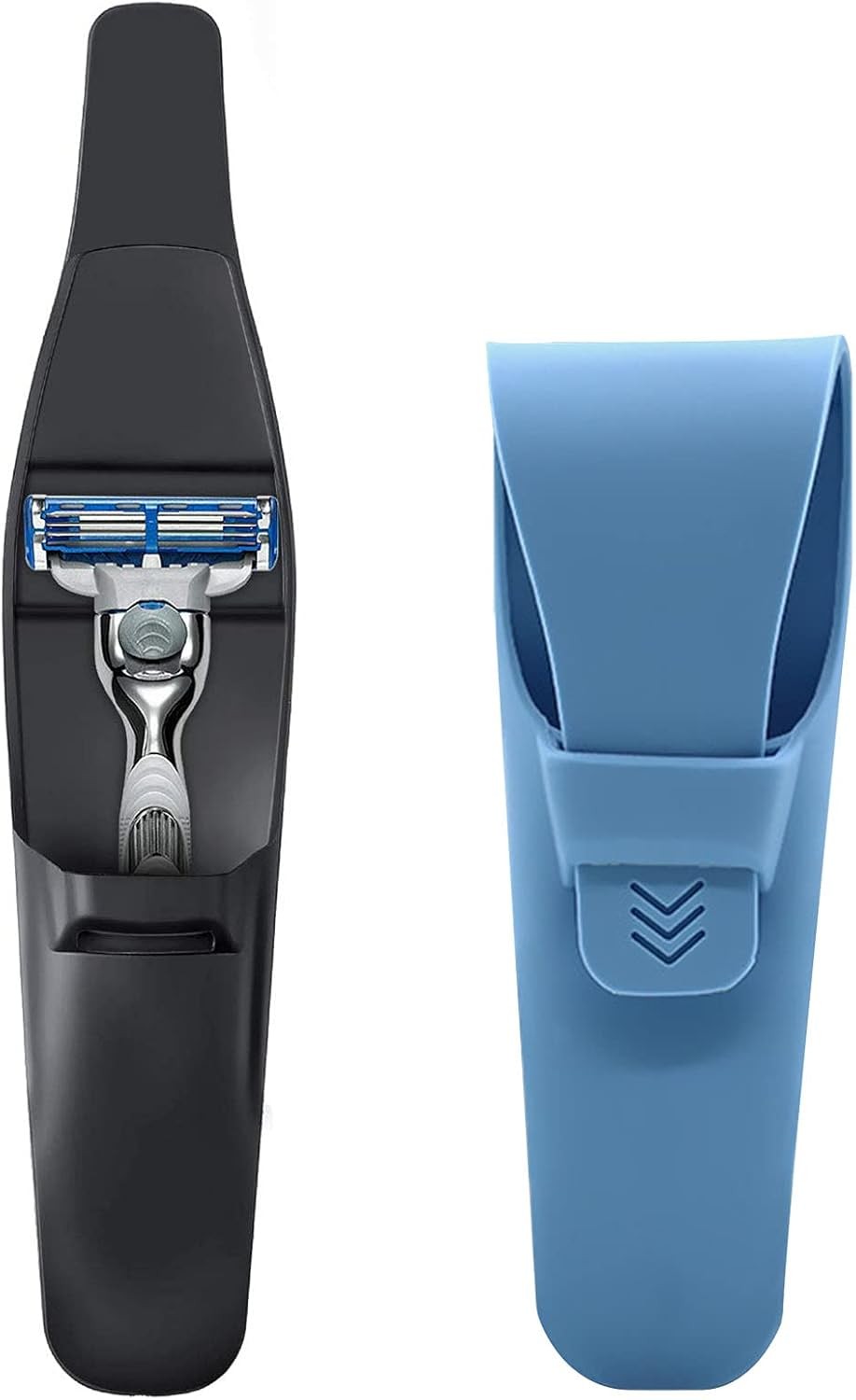 2 Pack Silicone Razor Travel Case, Blue+Black, Compatible with Blue+Black 