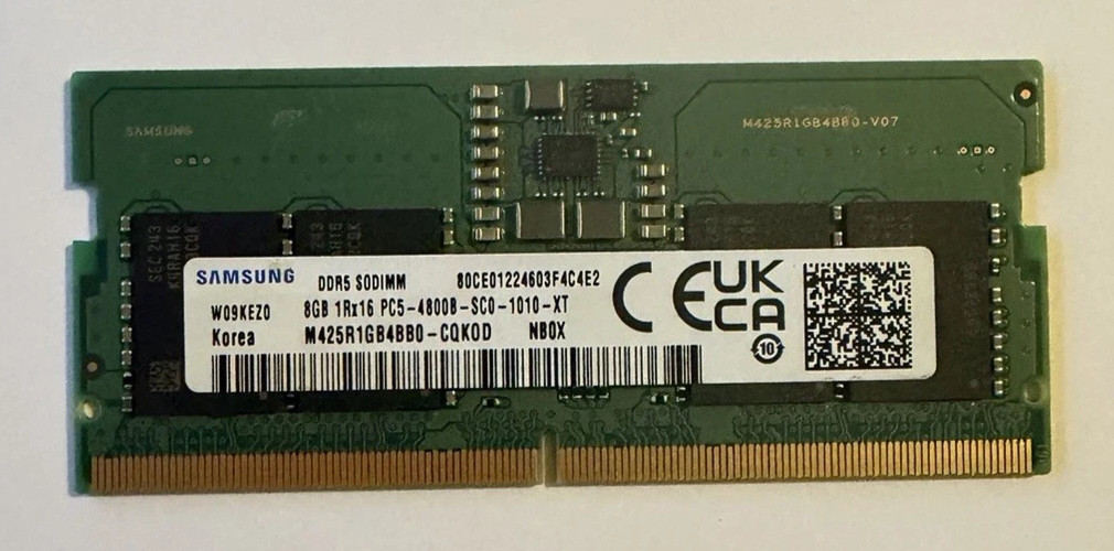 Samsung 8GB (1x8GB) DDR5 SODIMM Laptop RAM 4800MHz M425R1GB4BB0-CQKOD