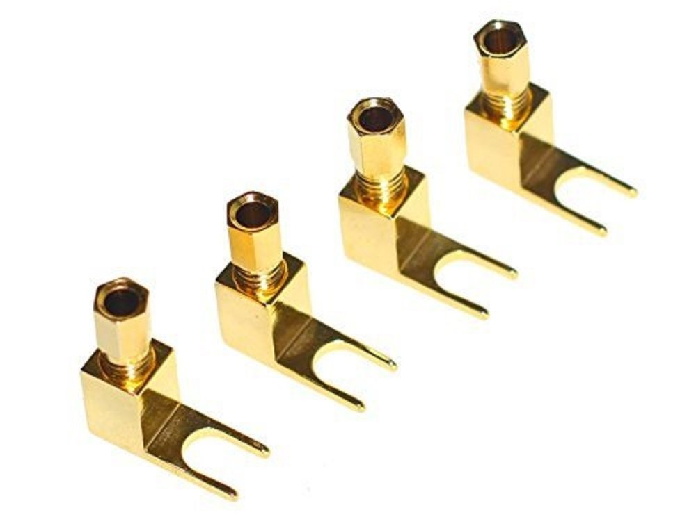 WYVERN AUDIO [4 Pack] 4 pcs Total Hi-end Banana to Spade Adapter Gold