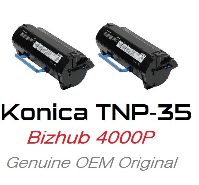 2 MOSTLY NEW GENUINE KONICA MINOLTA BIZHUB 4000P TONERS TNP35 A63W01F 80%