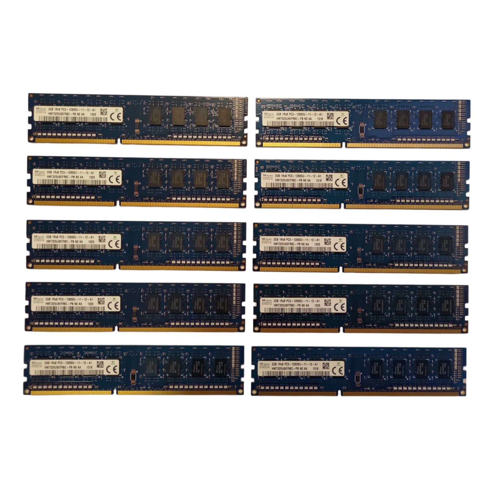 Lot of 10 SK Hynix 2GB 1Rx8 PC3-12800U DDR3-1600 HMT325U6EFR8C-PB Non-ECC UDIMM