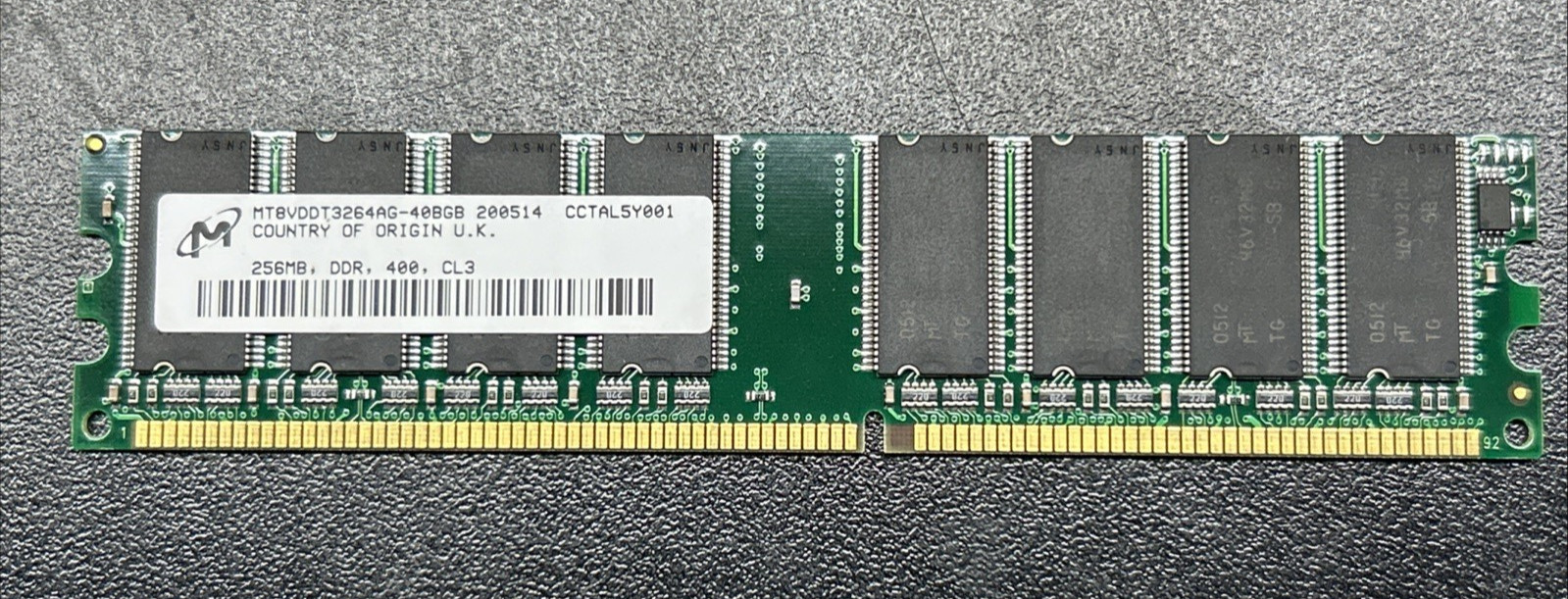 Micron MT8VDDT3264AG-40BGB 256MB DDR400 PC3200 CL3 RAM 200514 Module
