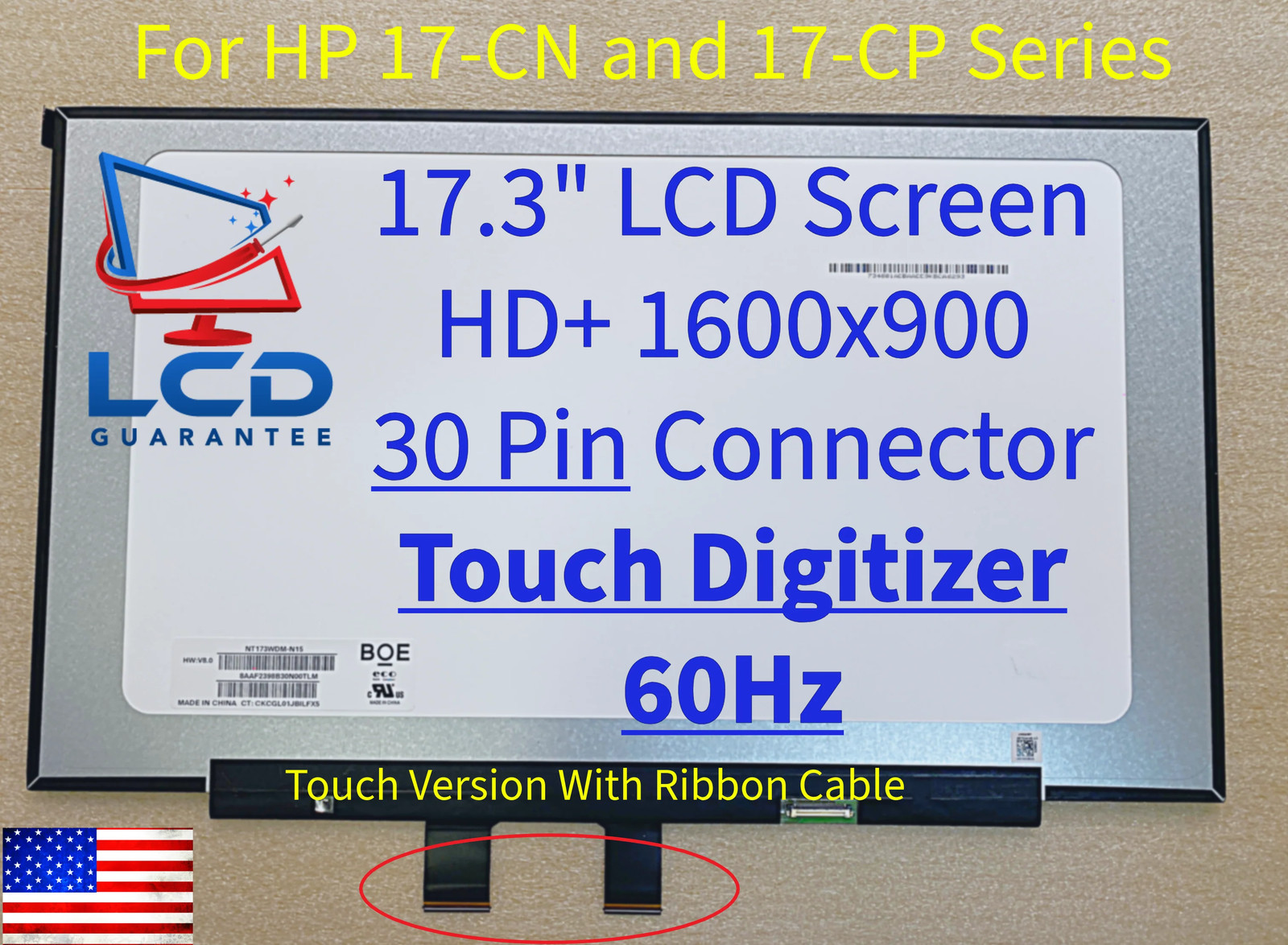 HP 17-CN1005CY 17.3" HD+ 60Hz Touch Digitizer Laptop LCD Screen