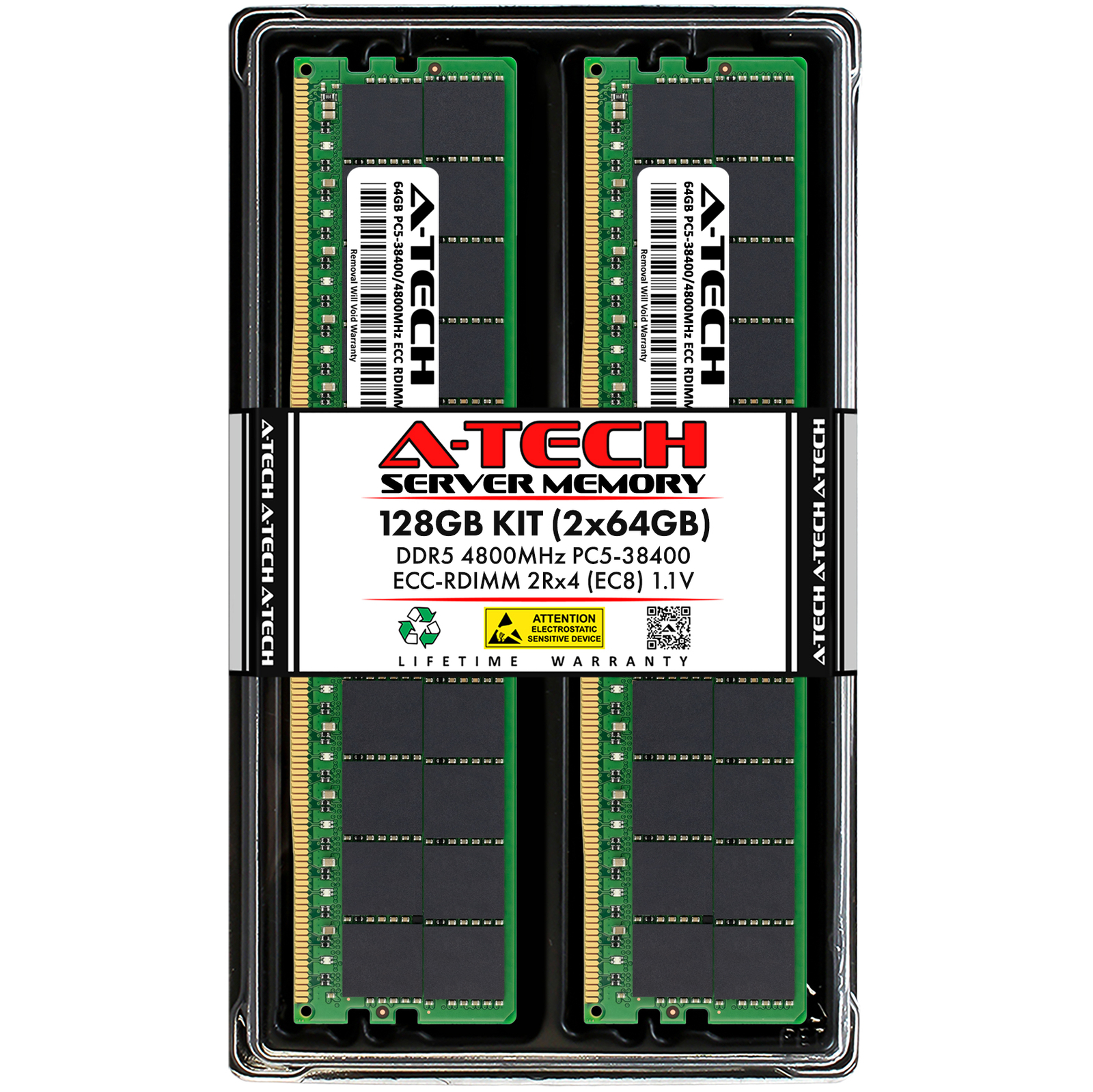 128GB 2x64GB PC5-4800 EC8 RDIMM ASRock GENOAD8UD-2T/X550 Memory RAM