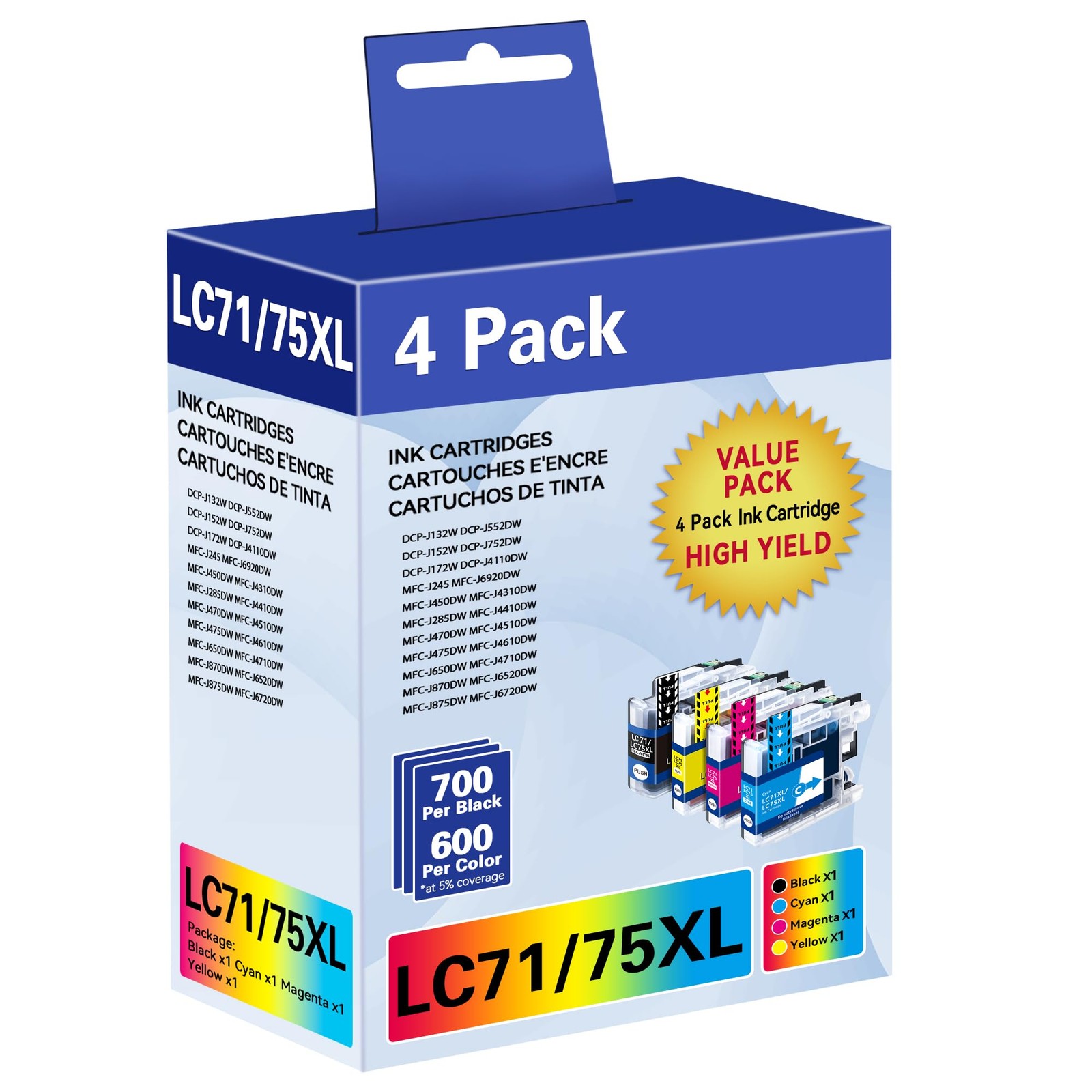 LC71 LC75 LC79 High Yield Ink Cartridge for Brother LC75 LC71 LC79 XL Work wi...