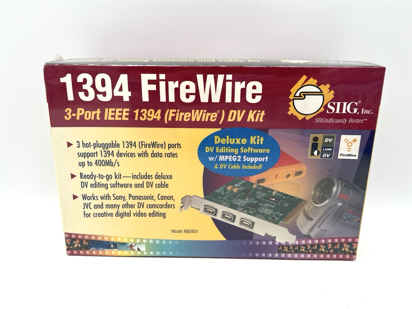 SIIG 1394 FireWire 3-Port DV Kit Model NN2601 Sealed w/ Software & Cable Vintage