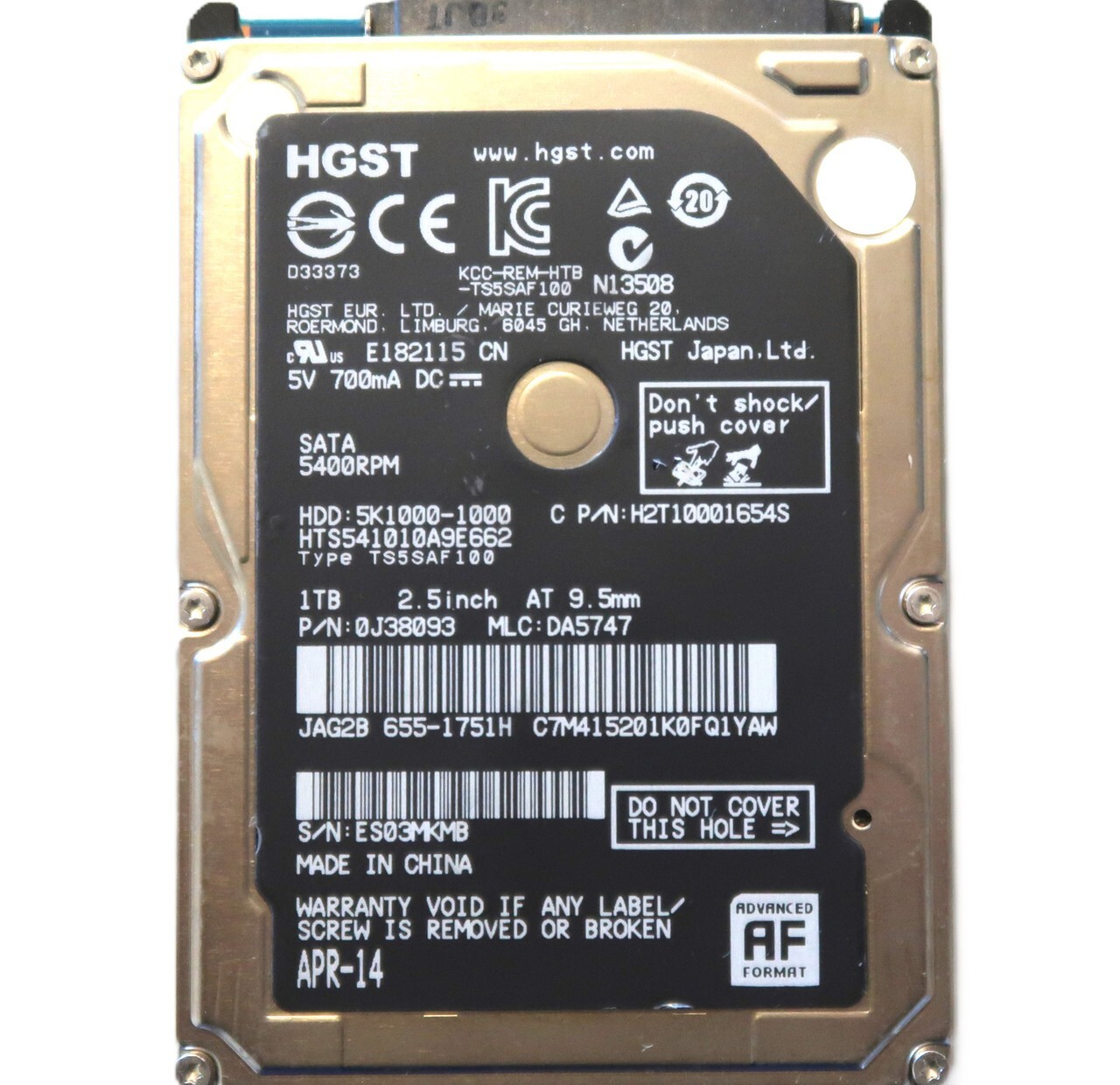 HTS541010A9E662 0J38093 DA5747 (ES03) China 2.5" 1TB Sata hard drive APR-14