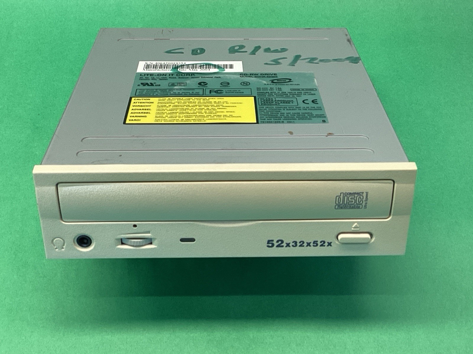 BEIGE Lite-On SOHR-5238S 52X CD CDROM Rewritable Internal IDE Desktop Drive
