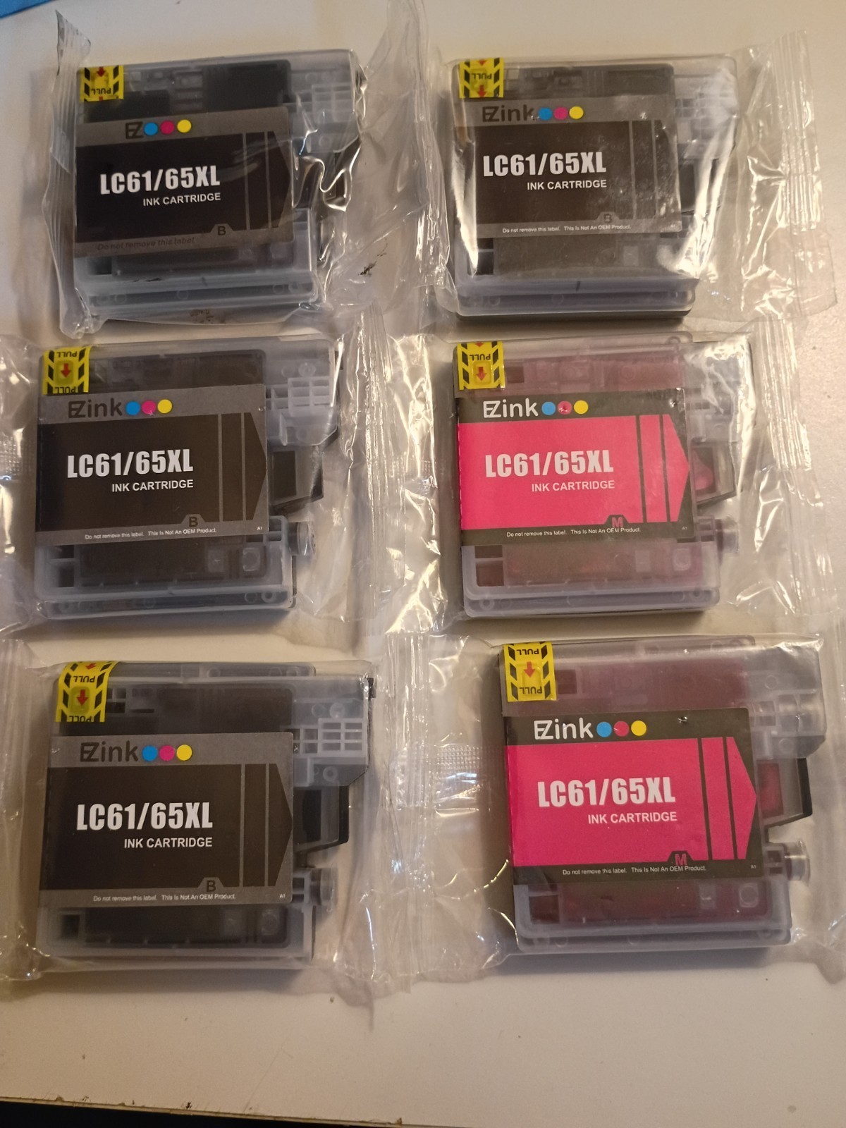 6 E-Z Ink LC61/65XL Compatible Ink Cartridges Black Magenta for Brother Inkjet 