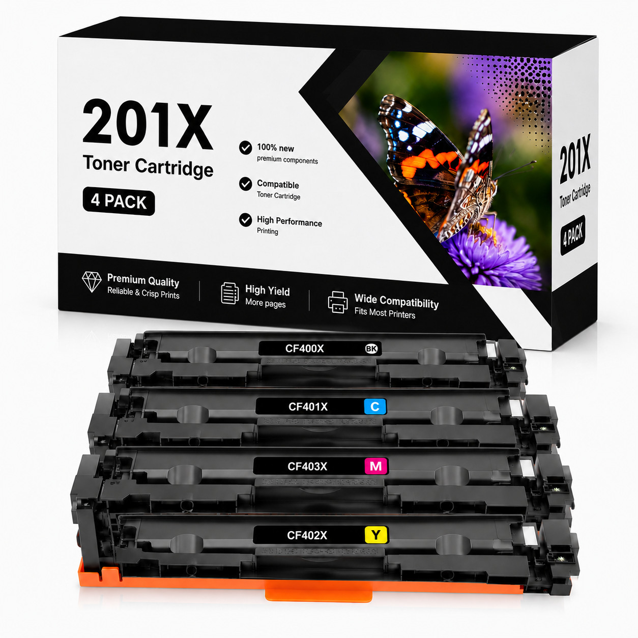 4PK BLACK 201X CF400X Toner For CF400A LaserJet Pro MFP M277n M277dw M252dw