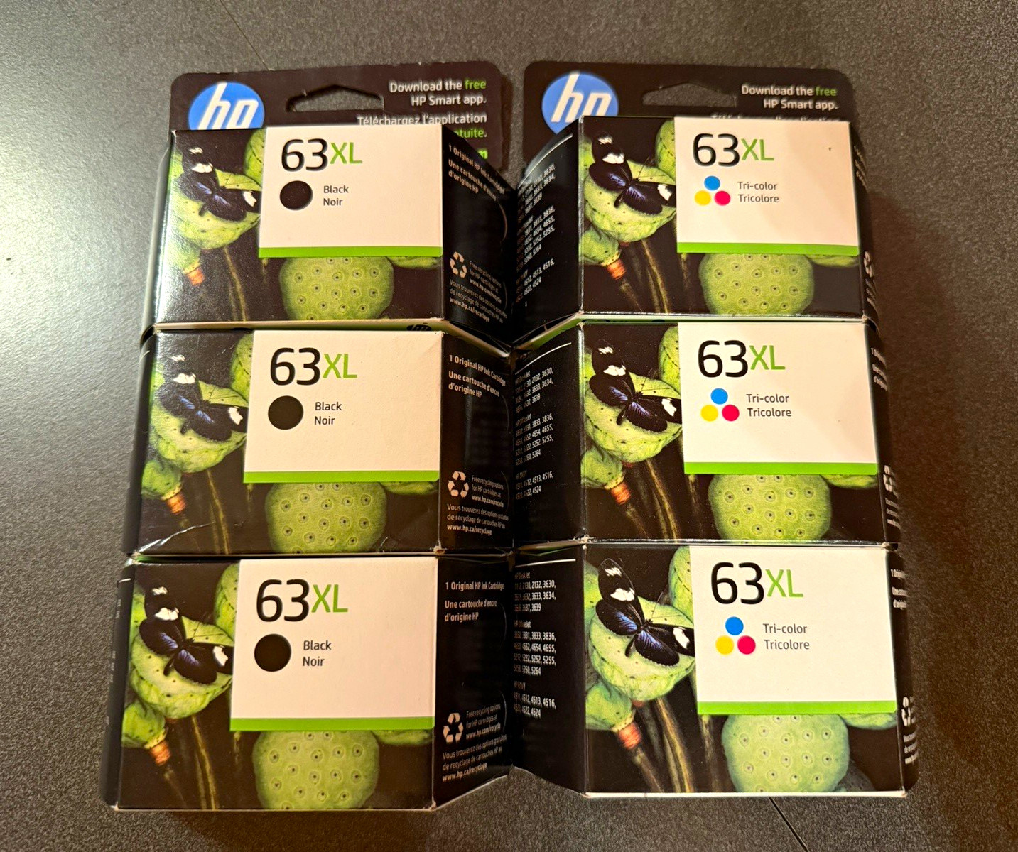 HP 63XL Genuine/Original Inkjet Cartridges 6 Pack Black & Tri-Color