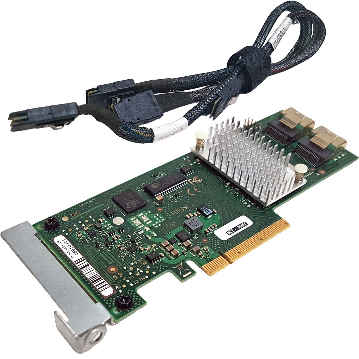 Fujitsu D2607-A21 GS1 Dual Port 6Gb PCIe x8 SAS RAID Controller LP +2x SAS Cable