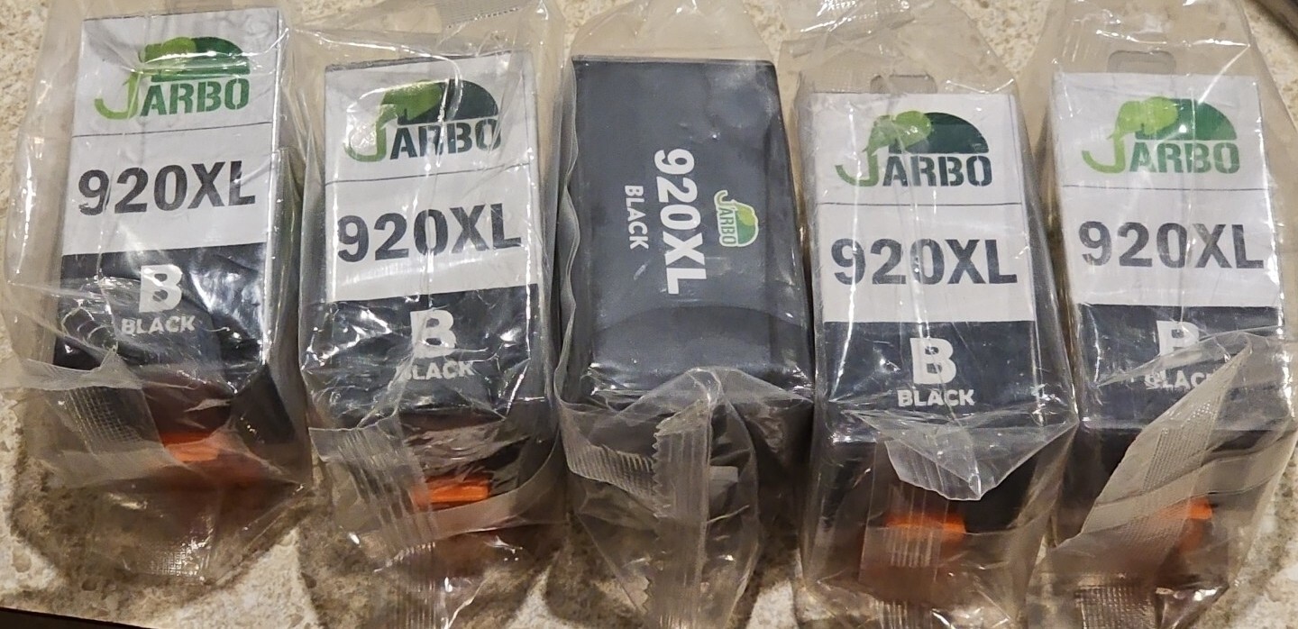 Jarbo Compatible Ink Cartridges Lot Of 5 920XL Black Sealed