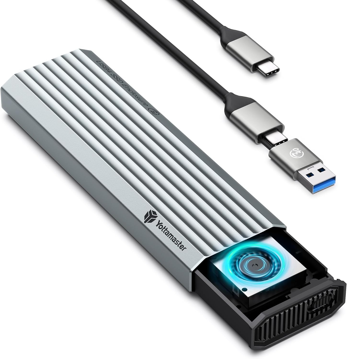 40 Gbps M.2 NVMe SSD Enclosure with Cooling Fan Aluminum For Thunderbolt 4/3