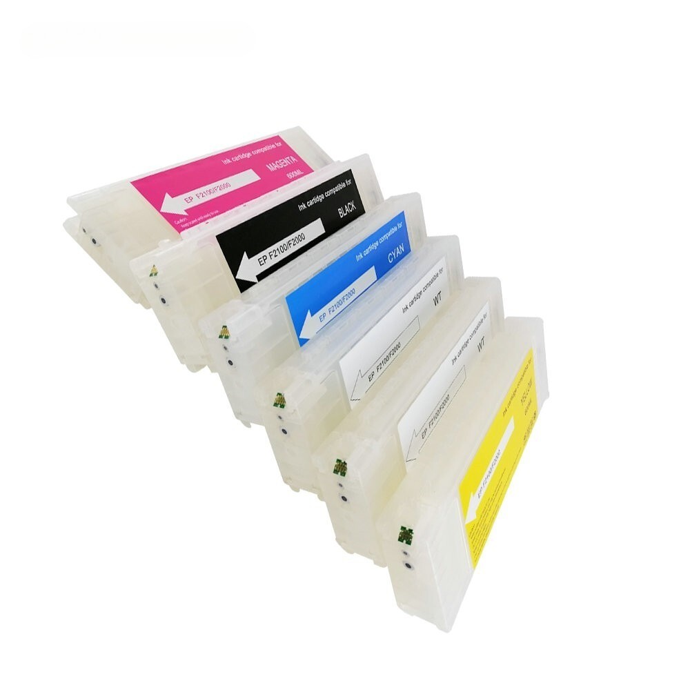 6PCS Refillable Empty Ink Cartridge for Epson F2100 F2000 600ML