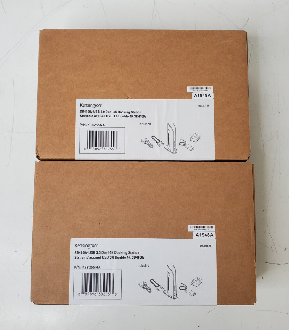 New/Sealed 2x Kensington SD4100v USB 3.0 Dual 4K Docking Station (K38255NA)