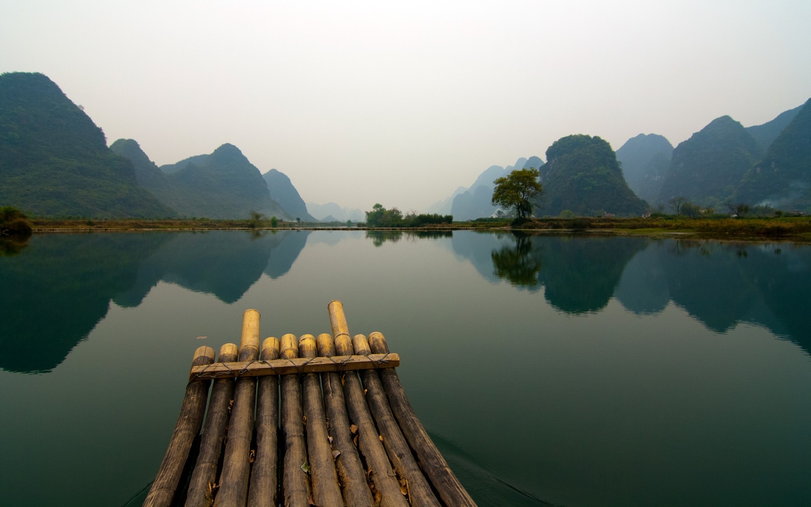 Landscape river mountains china national park reflection Custom Gaming Mat Desk