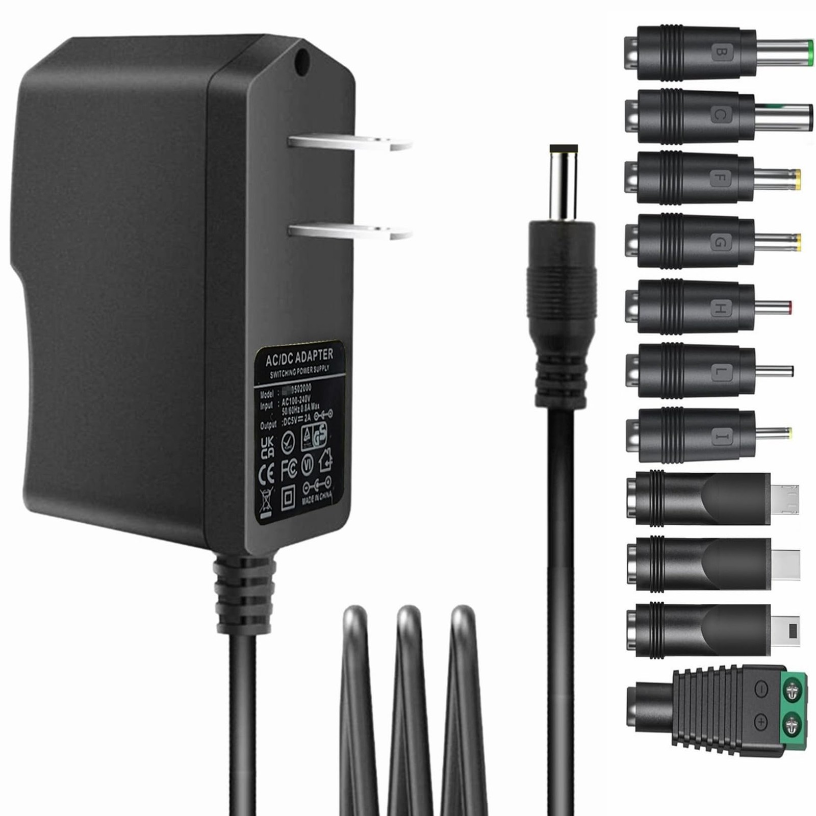 Universal 5V 2A ac Adapter Power Supply with 11 DC Plug Tips AC to DC5V,