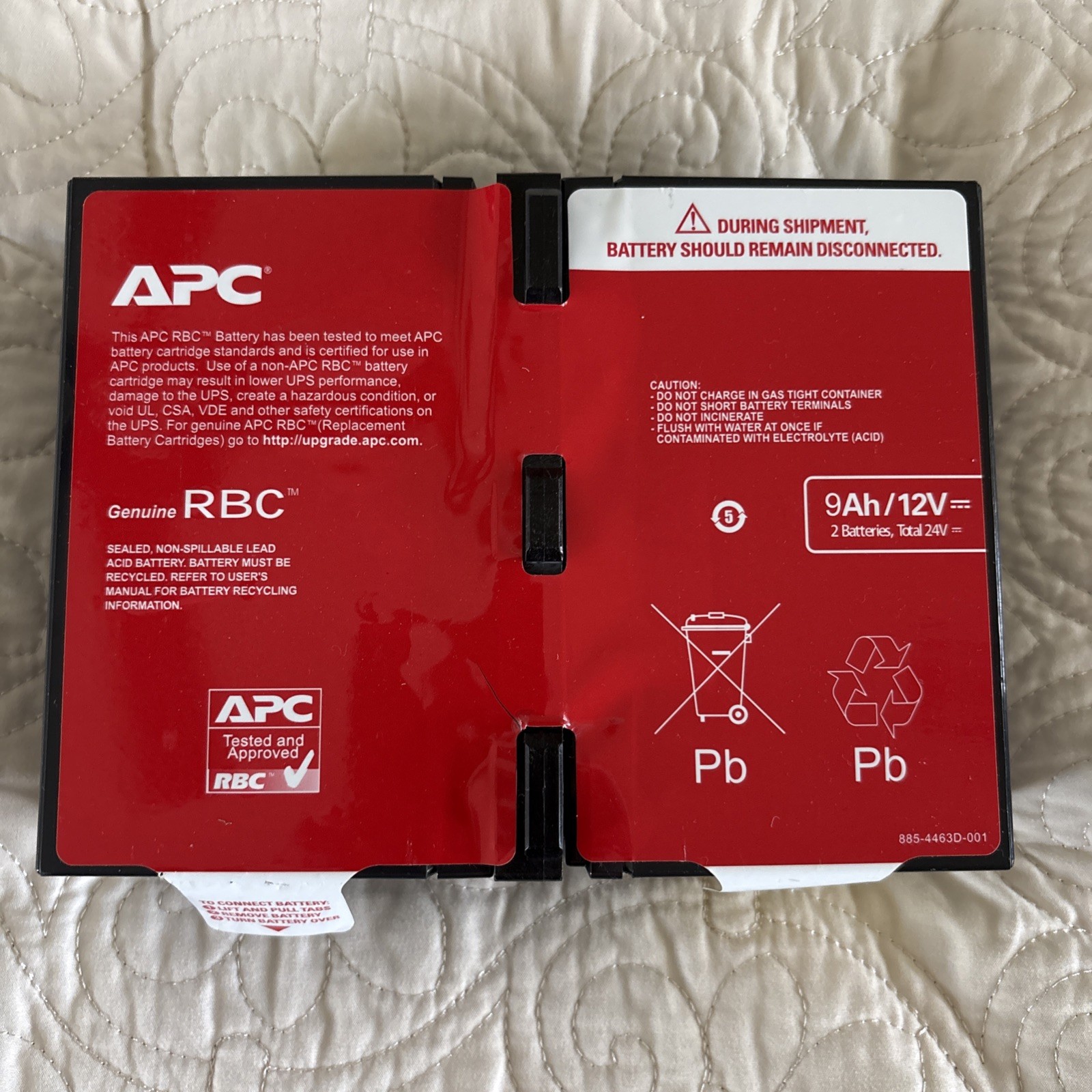 APC RBC123 UPS Battery Cartridge 24V 7Ah (2x 12V Batteries) Backup