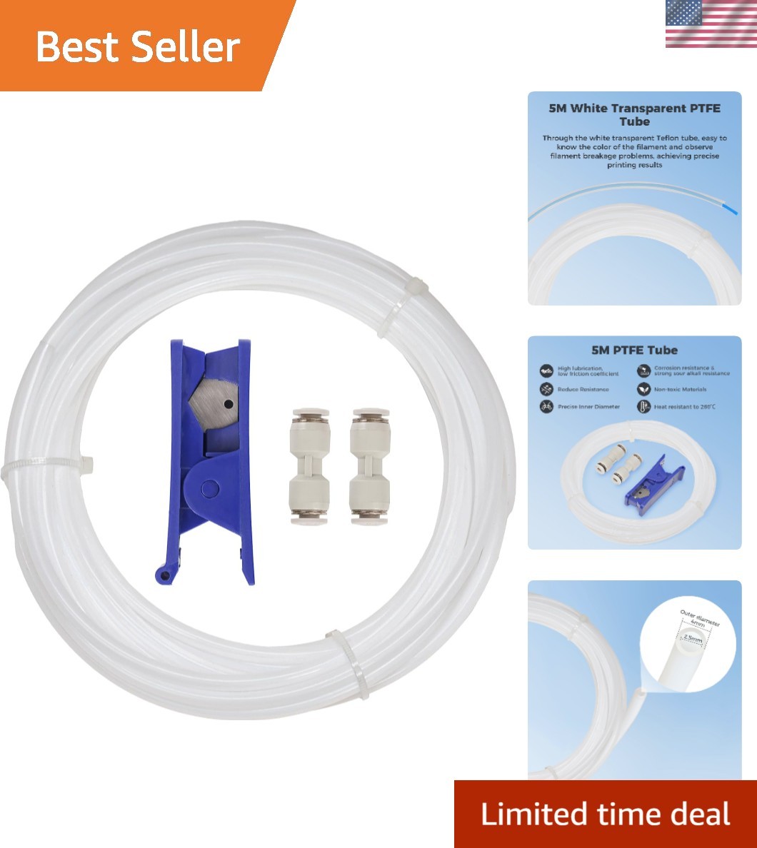 High-Performance 5M PTFE Tube with Couplers and Cutter - Smooth Filament Flow