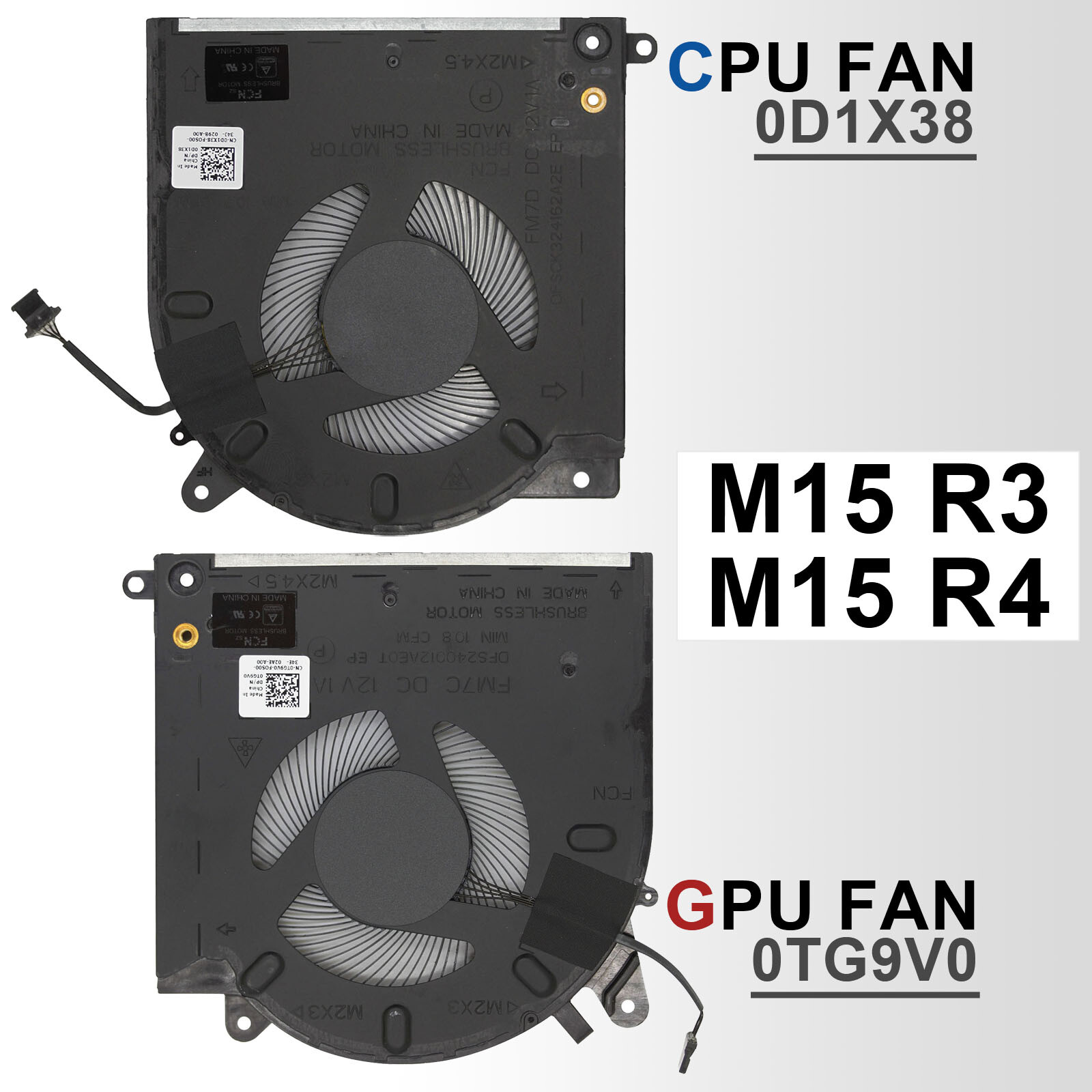 1 Pair OEM CPU + GPU Cooling Fan For DELL Alienware M15 M17 R3 R4 R5 R6 Laptop