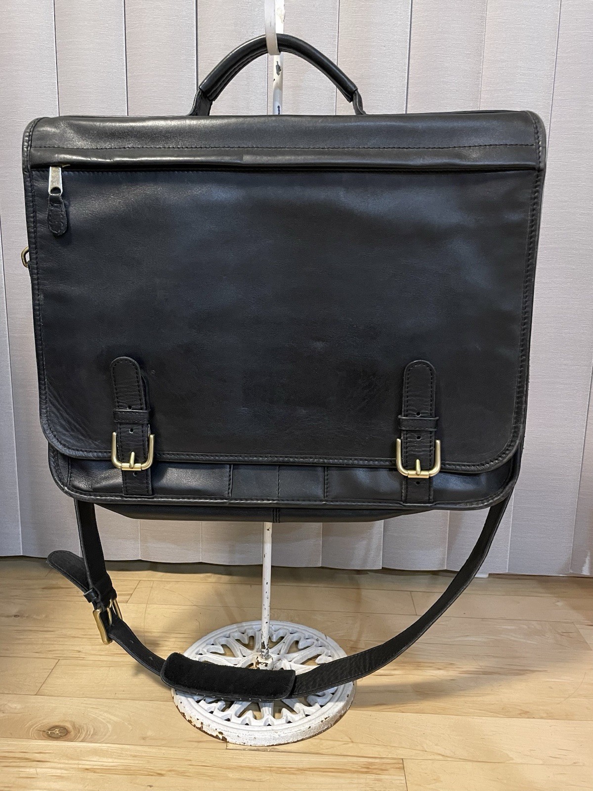 Coach Vintage Black Leather Briefcase Messenger Crossbody Laptop Bag Carry On