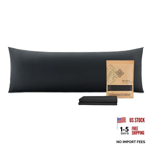 Body Pillow Cover, Ultra Soft Microfiber Long Pillowcase, Envelope Black