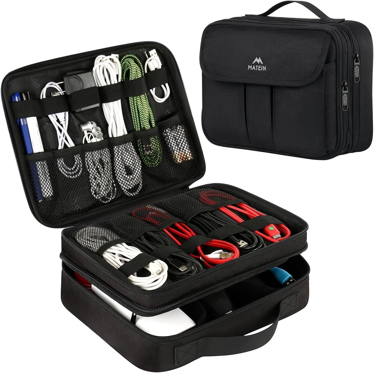 Estuche Bolso Organizador De Cables Audifonos Teléfono, Cable, Tableta Negro NEW