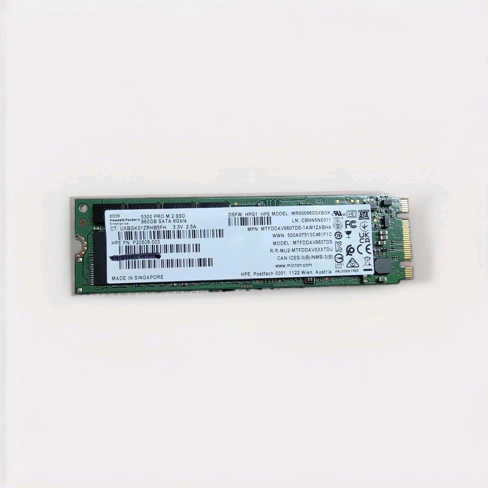 Micron 5300 PRO 960GB M.2 2280 SATA 6Gb/s SSD MTFDDAV960TDS 100% HEALTH 