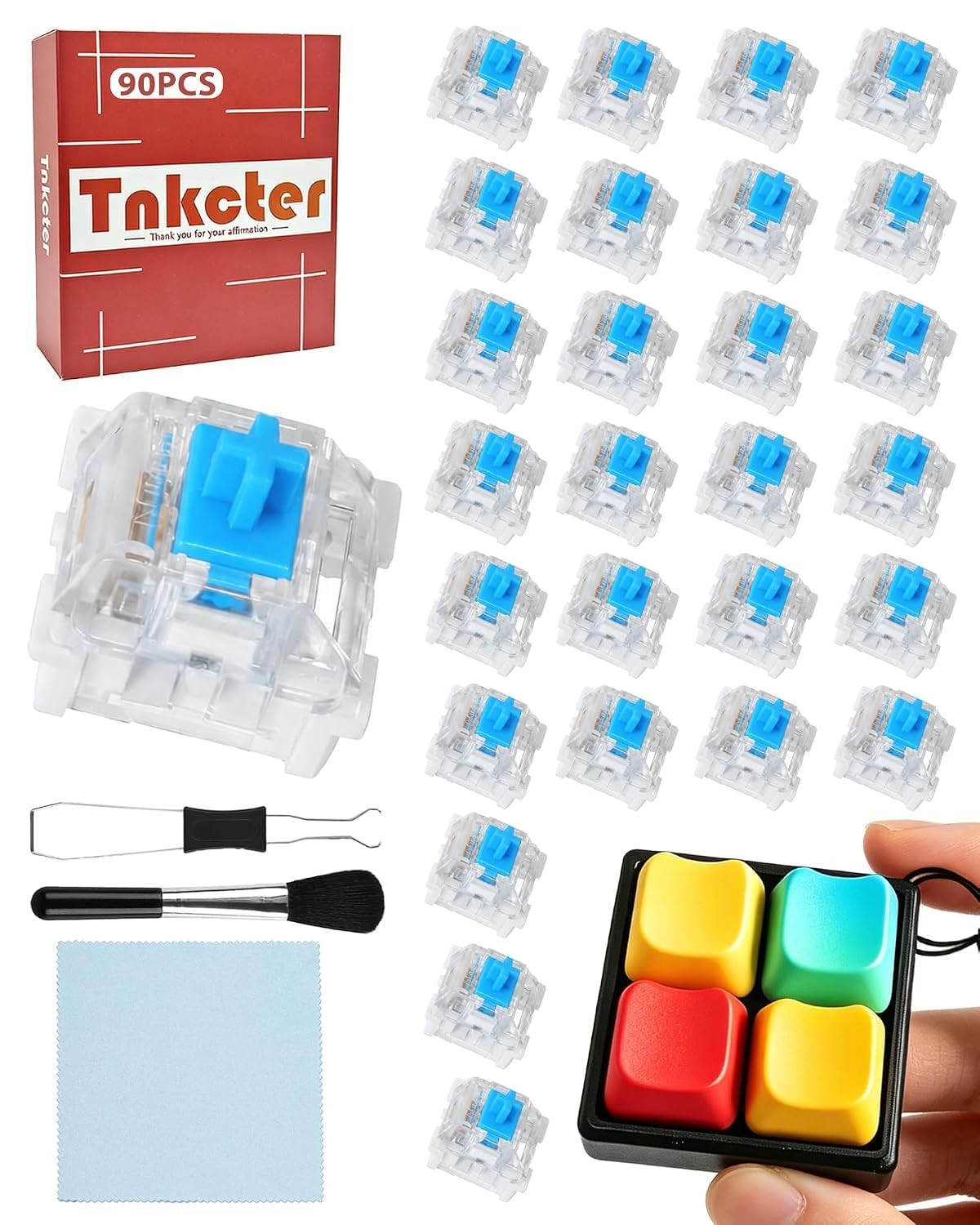 90PCS Keyboard Clickers for 3D Prints, 3-Pin Blue MX Switches | Crisp clicks,...