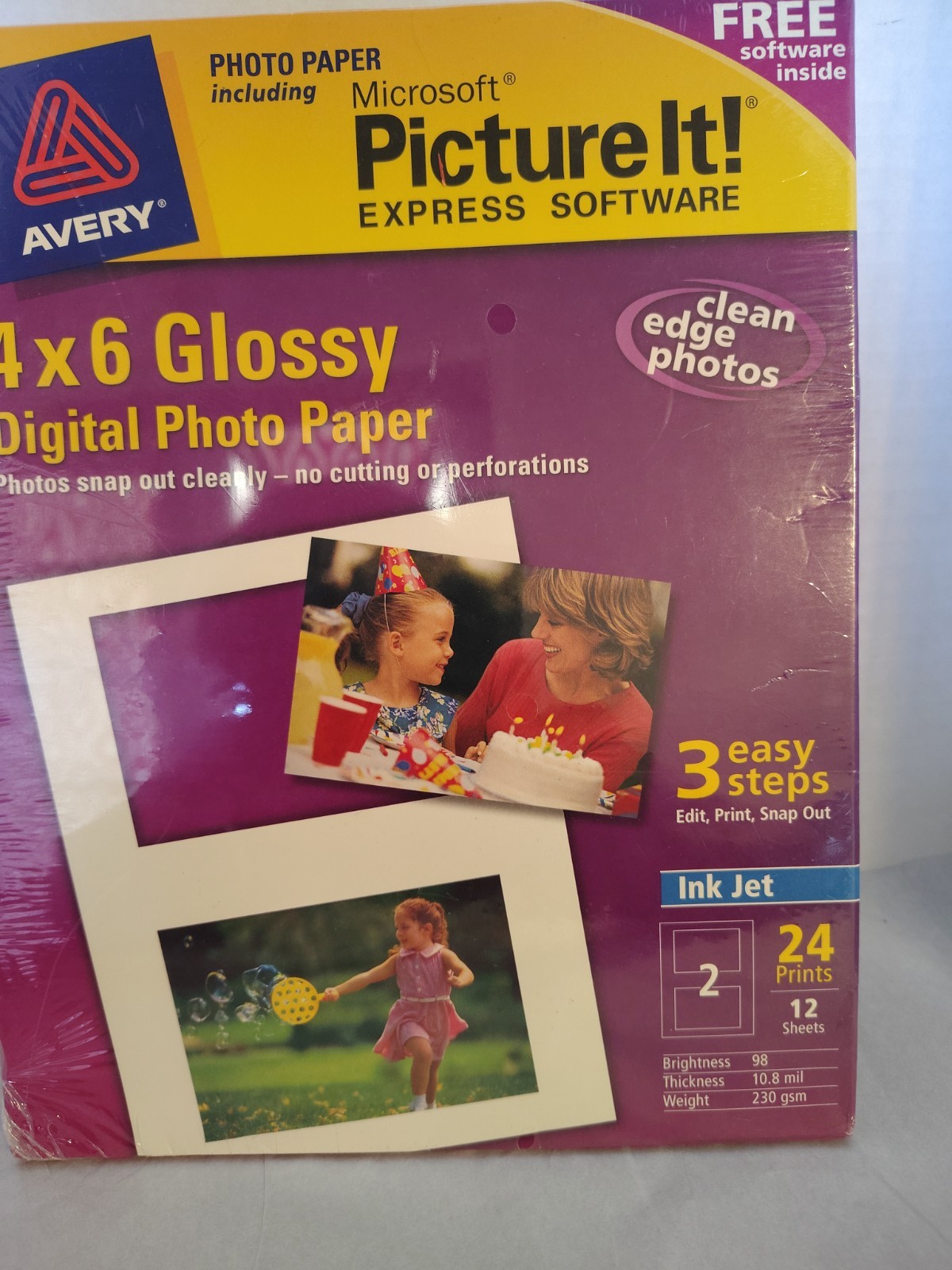 AVERY Digital photo paper 4 x 6" Glossy prints FREE Microsoft software SEALED