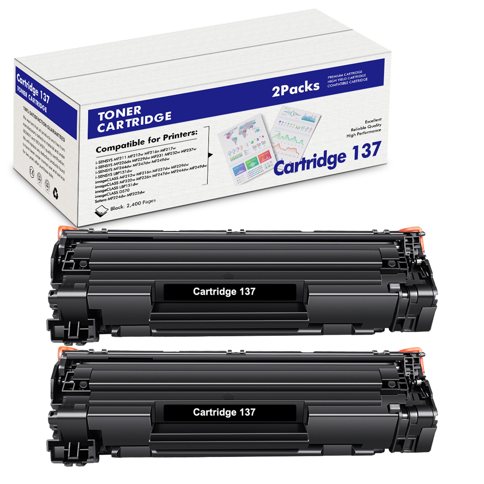 2x Toner Cartridge CRG-137 Toner for Canon ImageClass MF210 220 230 LBP151 D570