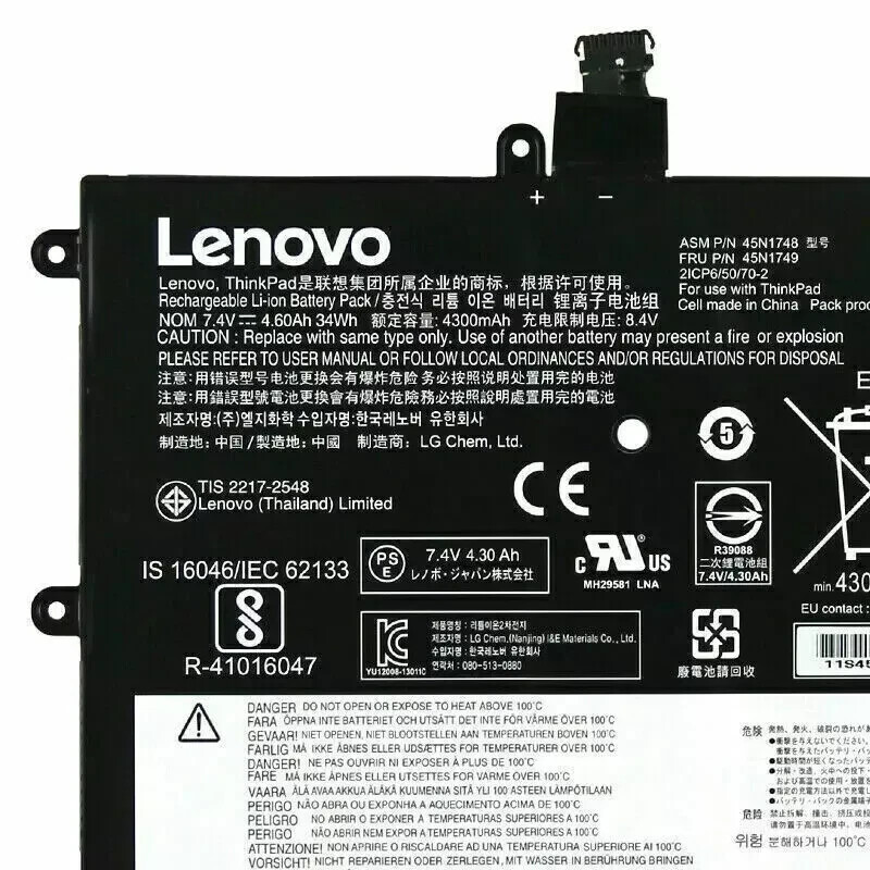 34WH 7.6V Original 45N1751 Battery For Lenovo ThinkPad Yoga 11e 45N1748 45N1751
