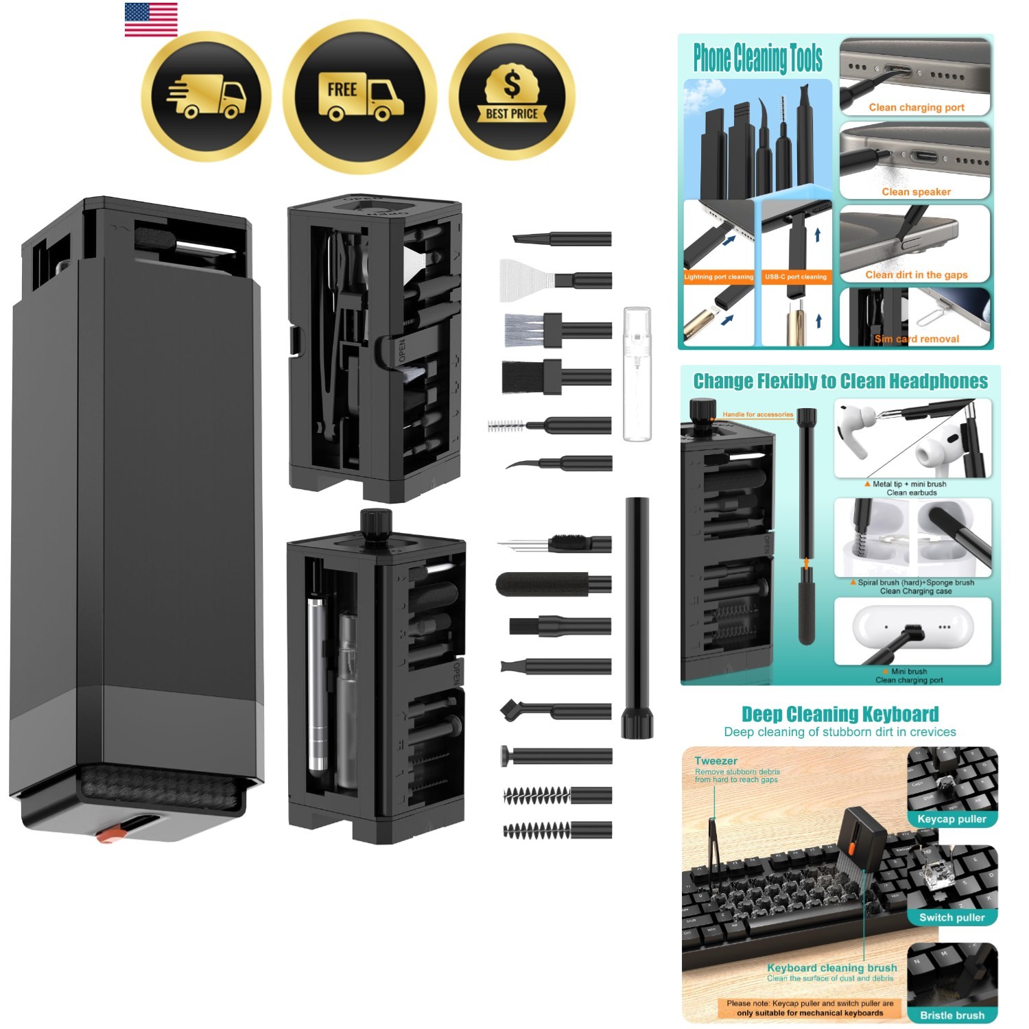 Keyboard Cleaning Kit Computer Phone Screen Cleaner Tool Electronics Maintenance