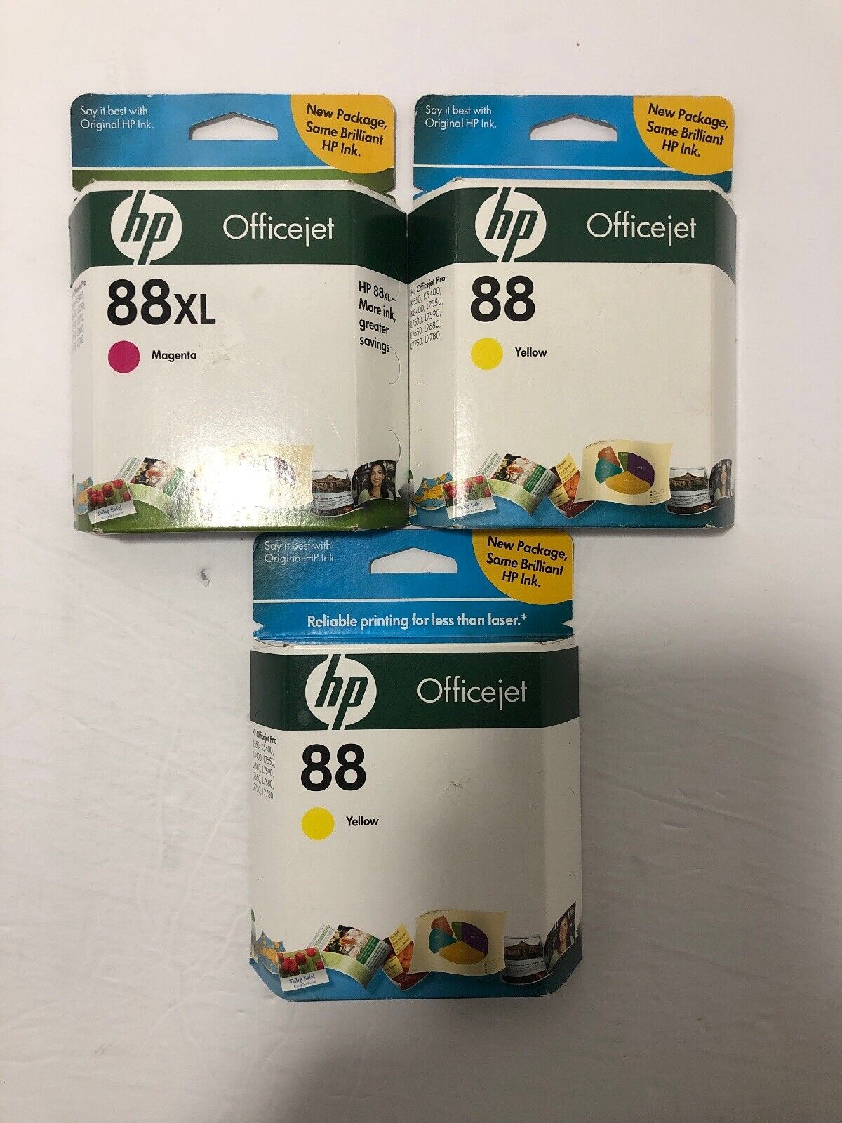 Genuine HP Office Jet 88XL Magenta & 2 Pack Of 88 Yellow Sealed In Box