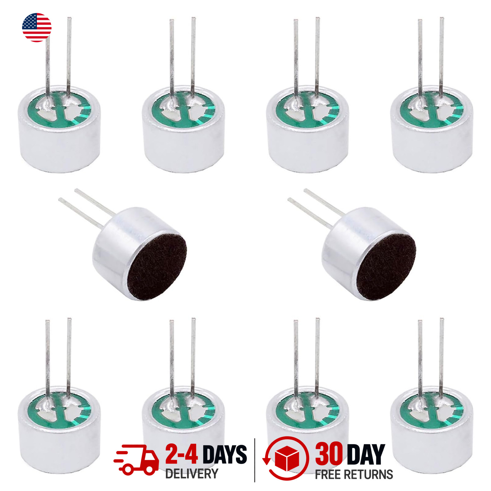 10Pcs Electret Condenser Microphone 10x7mm with Pins for PCB Audio Recording and