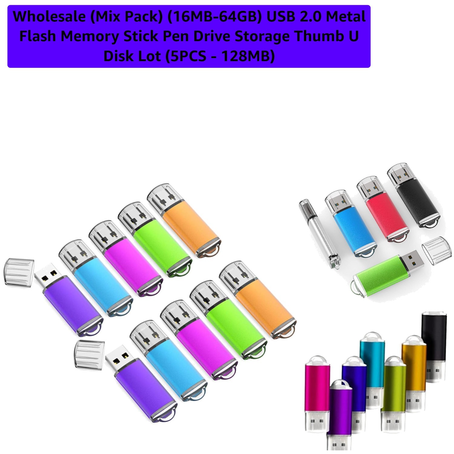 Wholesale Mix Pack 16MB-64GB USB 2.0 Metal Flash Memory Stick Pen Drive Stora...