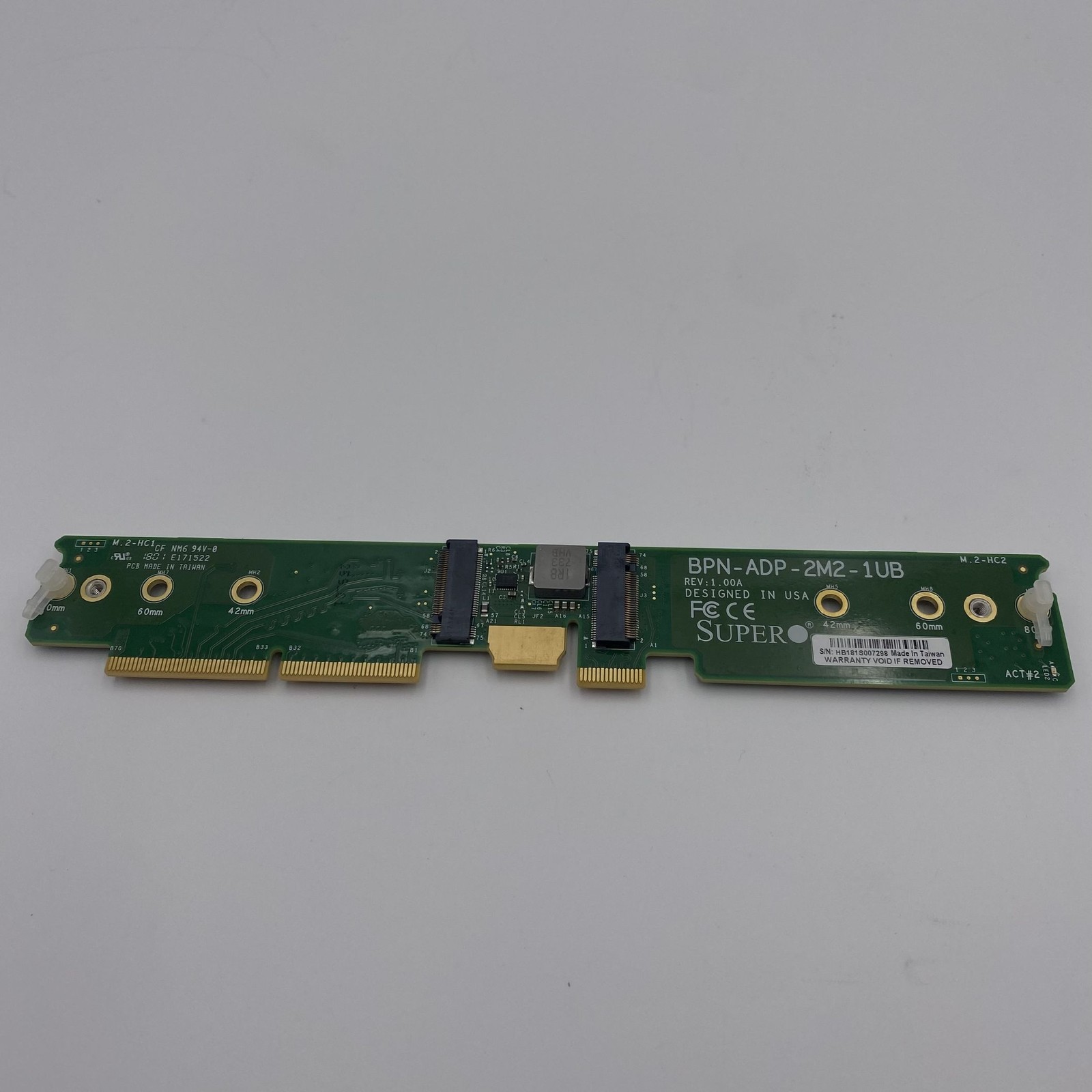 Supermicro Dual M.2 SATA/NVMe SSD Solid State Drive Carrier BPN-ADP-2M2-1UB